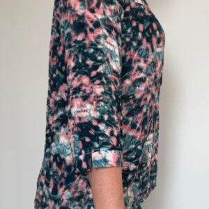 T-shirt effet froissé bleu et rose Sud Express de profil