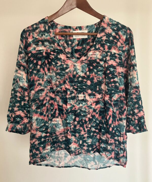 T-shirt effet froissé bleu et rose Sud Express de face