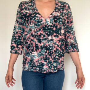 T-shirt à manches 3/4 Sud Express bleu et rose Taille M